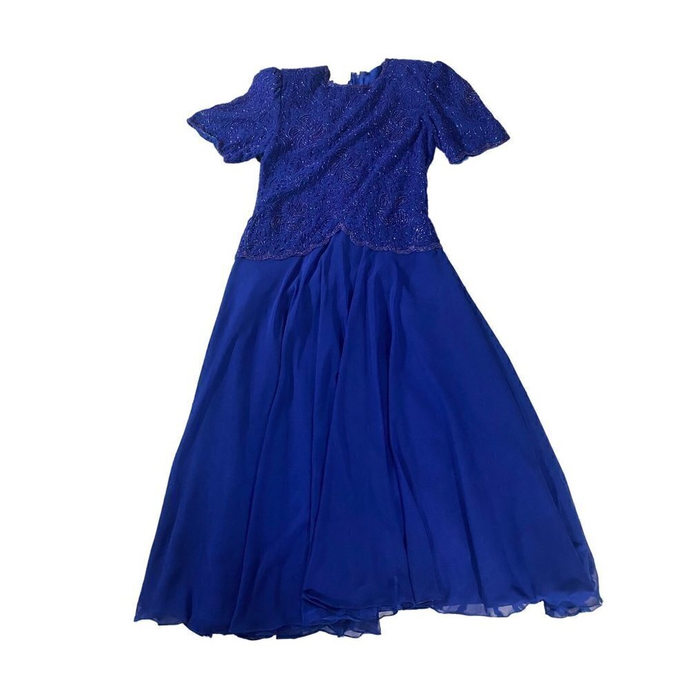 Vintage Brilliante By J.A. Women's Blue Cocktail Dress - Large